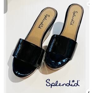 Splendid Greenville Studded Patent Wedge Sandal Black punk goth